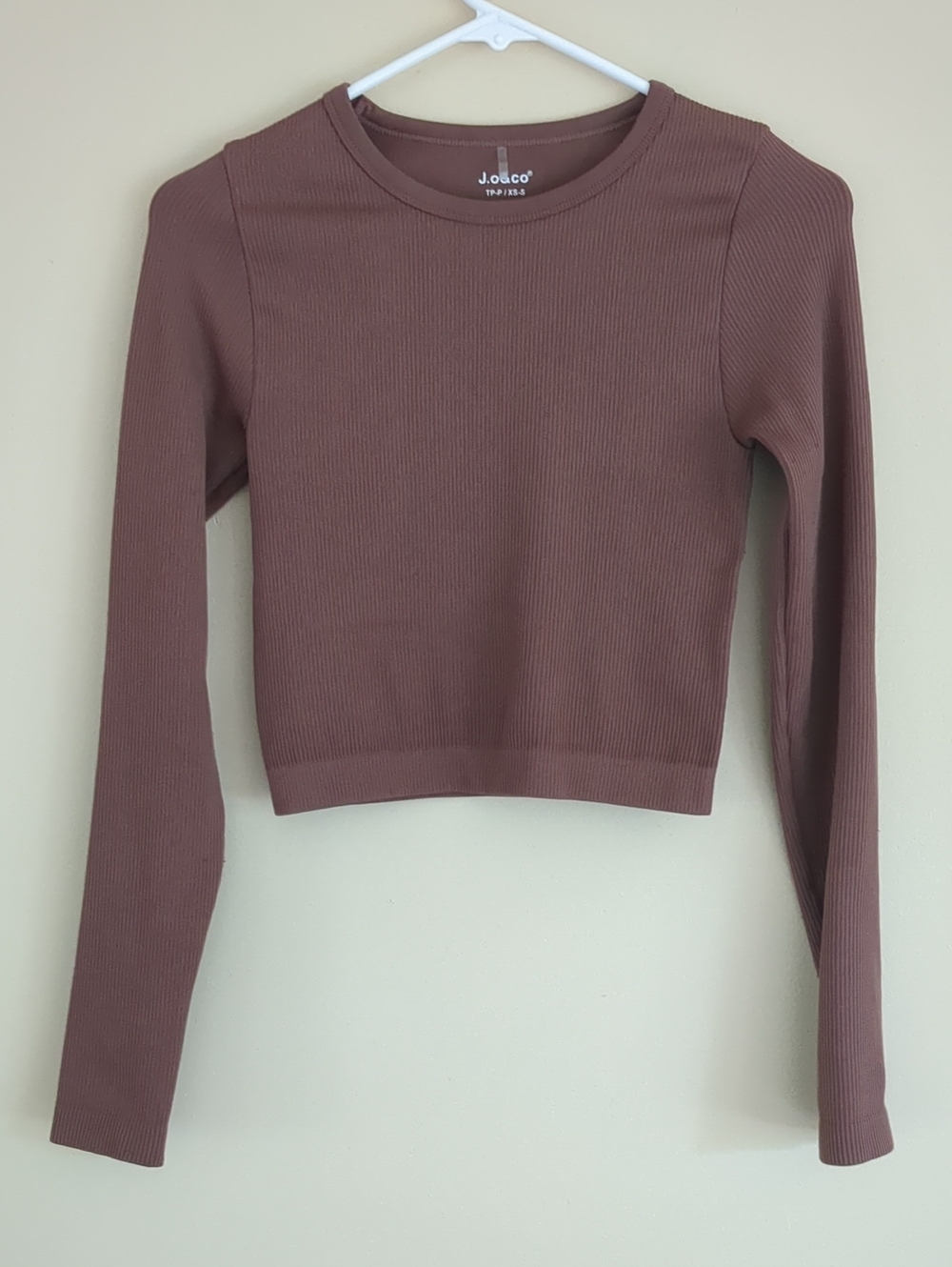 XS-S J.o&co Ribbed Clay Brown Long Sleeve Shirt Top